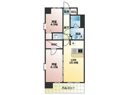 スプランディッド梅田グランノース(2LDK/7階)の間取り写真