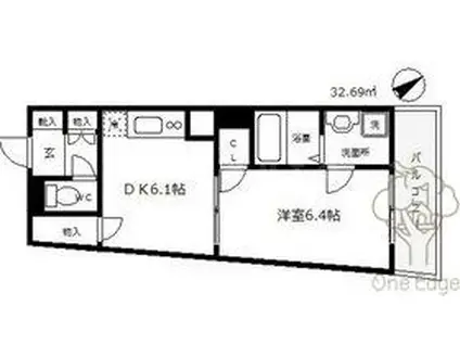 エスグランデ南森町(1DK/5階)の間取り写真