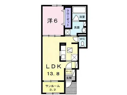 シャイニング 蒼II(1LDK/1階)の間取り写真