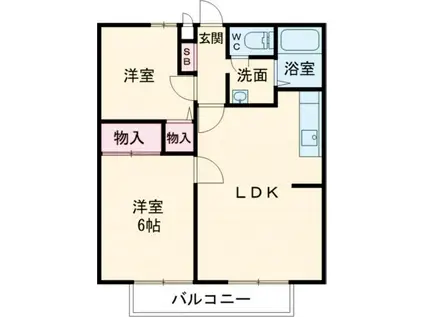 ビーライン浅野B(2LDK/2階)の間取り写真