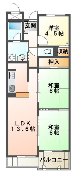 ライオンズマンション西明石北(3LDK/3階)の間取り写真