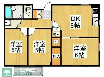 プチ・メゾン(3DK/1階)の間取り写真