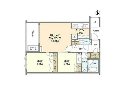 ザ・パークハウス広尾羽澤(2LDK/4階)の間取り写真