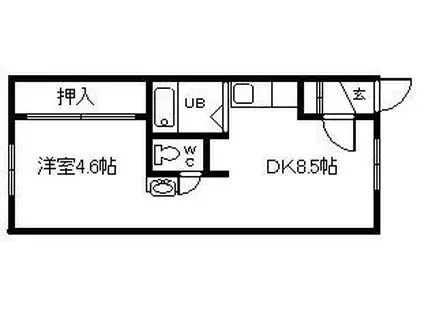 ホワイトハイム(1DK/1階)の間取り写真