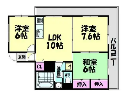 マンションナシマ(3LDK/5階)の間取り写真