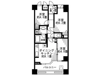 ラナイタウン・ルネッサンス・プラザハウス(3DK/5階)の間取り写真