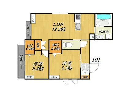 サザンクロス(2LDK/1階)の間取り写真