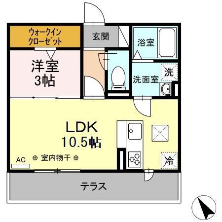 ハッピーミヤハラ(1LDK/1階)の間取り写真