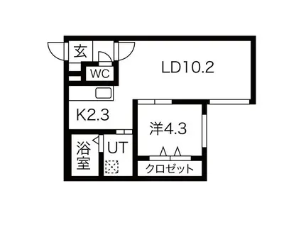 グラシアス北12条(1LDK/1階)の間取り写真