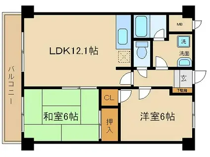 グランメゾン(2LDK/5階)の間取り写真