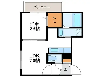 BLANC BONHEUR SOEN ブランボヌール桑園(1DK/2階)の間取り写真
