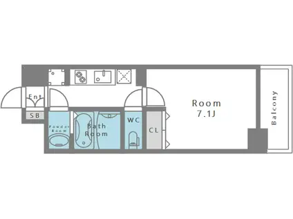 レオンヴァリエ大阪ベイシティ(1K/8階)の間取り写真