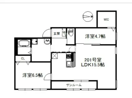 アリエス久留米東712(2LDK/2階)の間取り写真