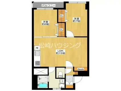 石井ガーデンマンションII(2LDK/2階)の間取り写真