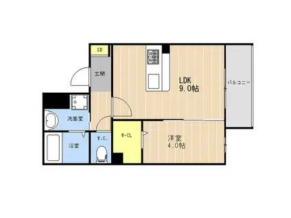 LIBTH高宮東II(1LDK/3階)の間取り写真