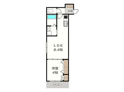 ホークシーム(1LDK/2階)の間取り写真