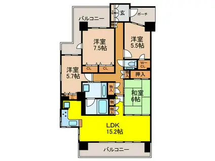 パークウエスト東京G棟(4LDK/11階)の間取り写真