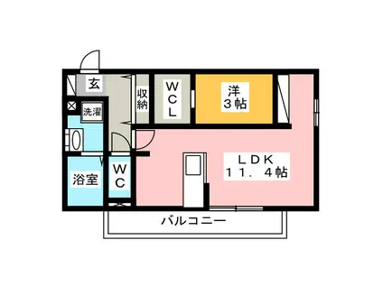 ソレイユメゾン御殿場(1LDK/3階)の間取り写真