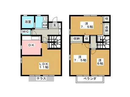 PARTERRE・Y B(3LDK/1階)の間取り写真