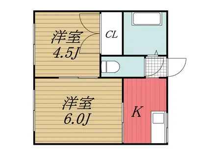 みゆきハイツ(2K/2階)の間取り写真