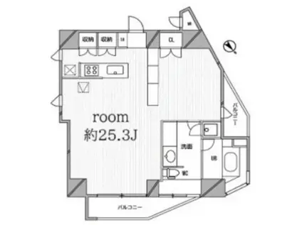 コートモデリア広尾(ワンルーム/6階)の間取り写真