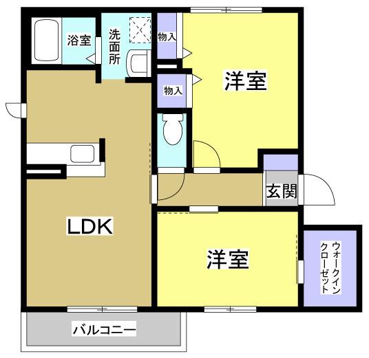 EGERIA(2LDK/2階)の間取り写真