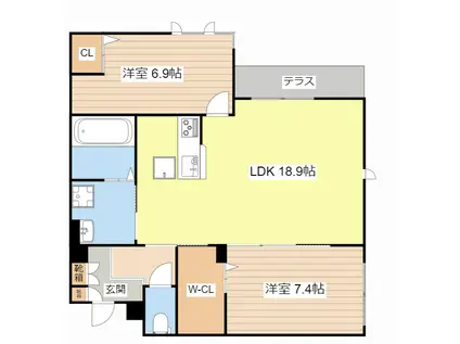 ガーデン ヴィラ スイート(2LDK/1階)の間取り写真