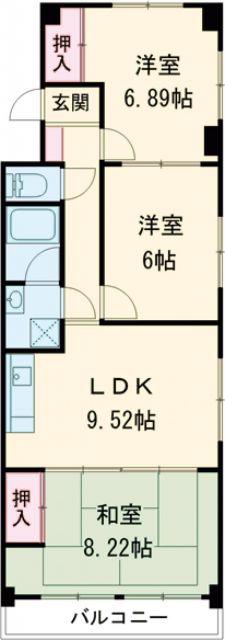 第6水野マンション(3LDK/4階)の間取り写真