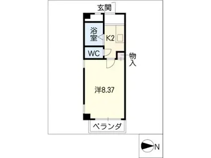 ヴィオレ山手(1K/2階)の間取り写真