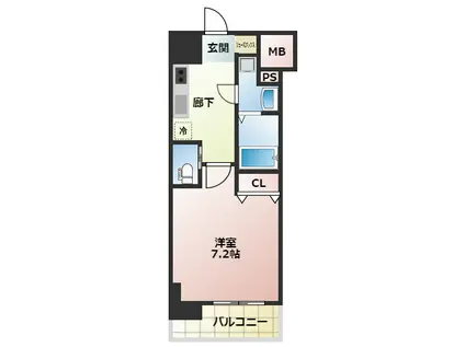 エグゼ難波西II(1K/5階)の間取り写真