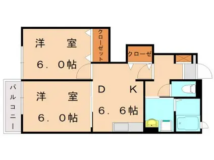 サンパティーク福間海岸通A(2DK/1階)の間取り写真