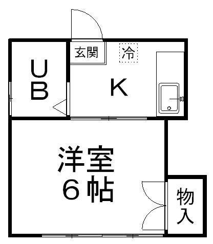 コーポたいむ(1K/1階)の間取り写真