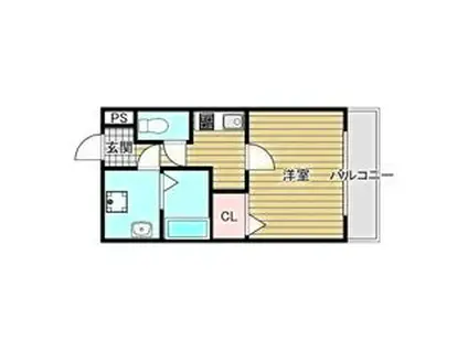 グランパシフィック清水丘(1K/8階)の間取り写真