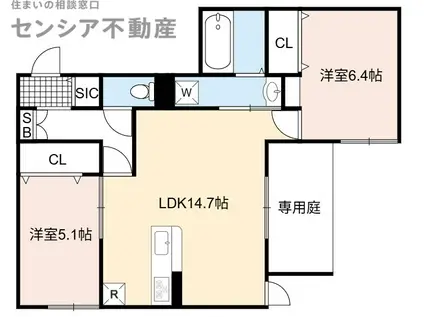 GREEN VILLAGE(2LDK/1階)の間取り写真