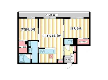 シャーメゾンフゥ(2LDK/1階)の間取り写真