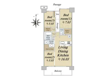 ソライエシティザ・ガーデン(3LDK/2階)の間取り写真