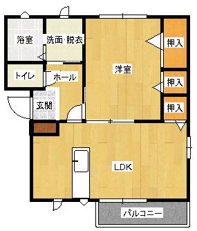 ユーガイアI(1LDK/1階)の間取り写真