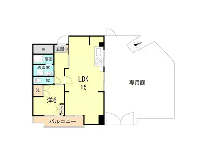 マンション朝霧III号館(1LDK/2階)の間取り写真