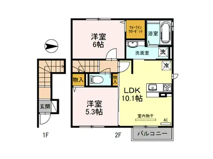 ラ・メゾンM(2LDK/2階)の間取り写真