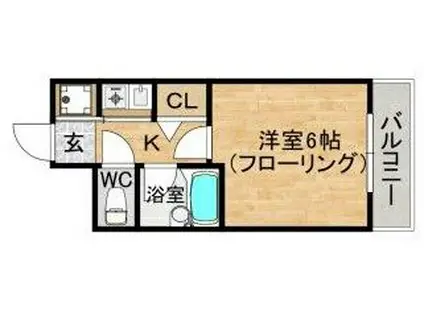 ピュアドーム日赤通(1K/2階)の間取り写真