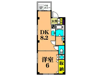 ステラルーチェ(1DK/3階)の間取り写真