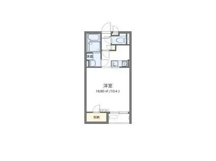 レオネクストTAKAGISE(1K/2階)の間取り写真