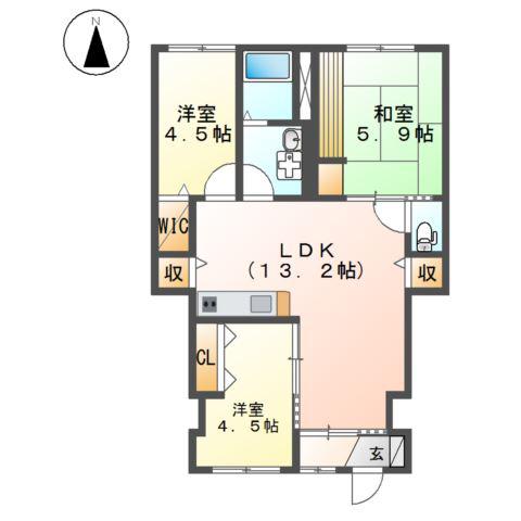 コンフォート小池原(3LDK/1階)の間取り写真