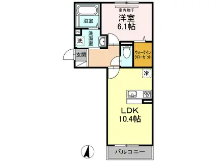 ブランドール マサ(1LDK/3階)の間取り写真