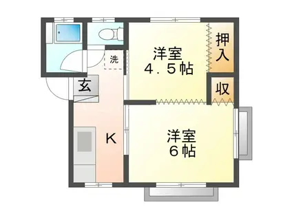 コーポ松山(2K/1階)の間取り写真
