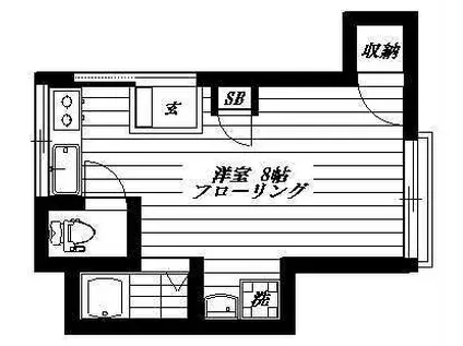 ミドリハウス(ワンルーム/2階)の間取り写真