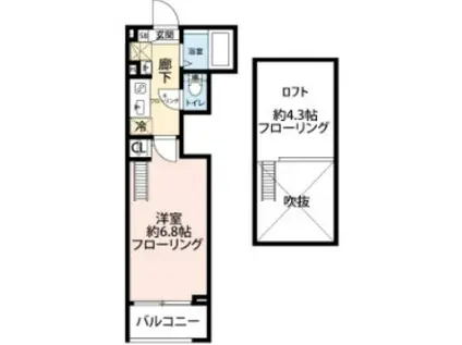 グランクオール青井イースト(1K/1階)の間取り写真