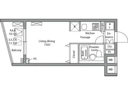 レジディア神田岩本町(ワンルーム/9階)の間取り写真