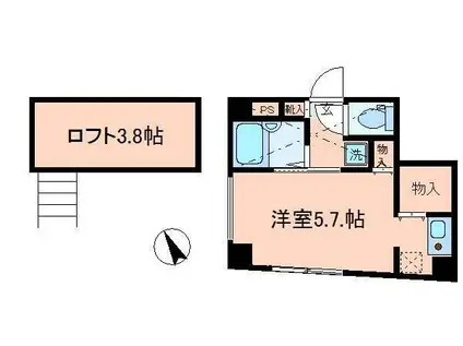 バーミープレイス上北沢II(ワンルーム/1階)の間取り写真