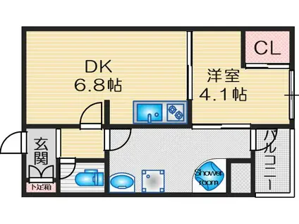 オリエンタルマンション(1DK/4階)の間取り写真